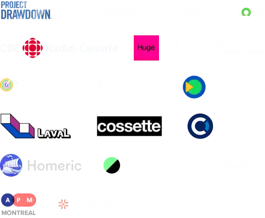 ServiceNow, CBC Radio-Canada, Huge, Frog, Cossette, Ville de Laval among others